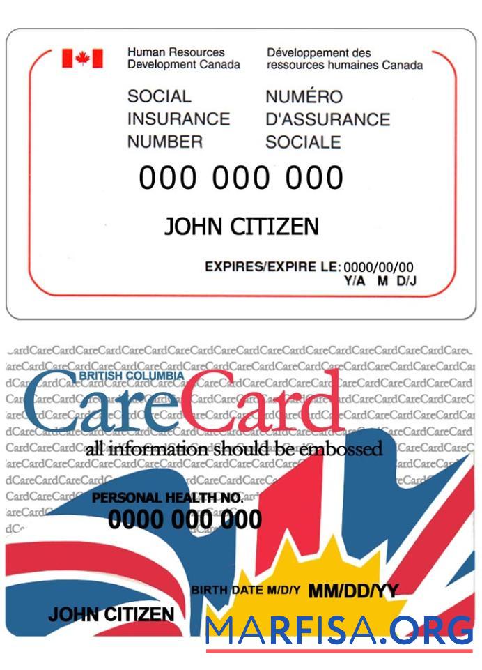 Downloadable Canada social insurance number (SIN) card template
